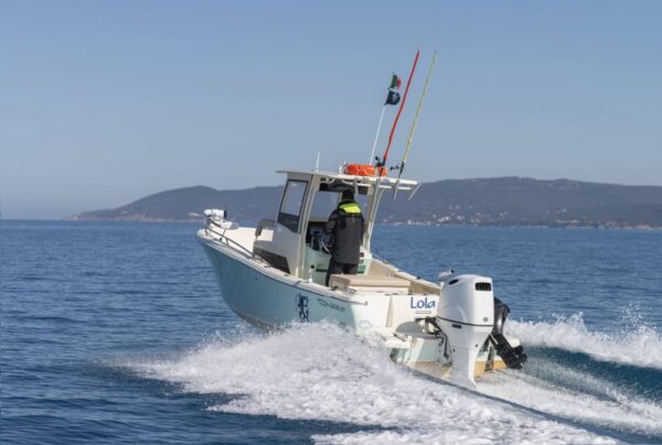 Vista posteriore dell'imbarcazione Tuccoli T210 SF Giannutri in mare aperto